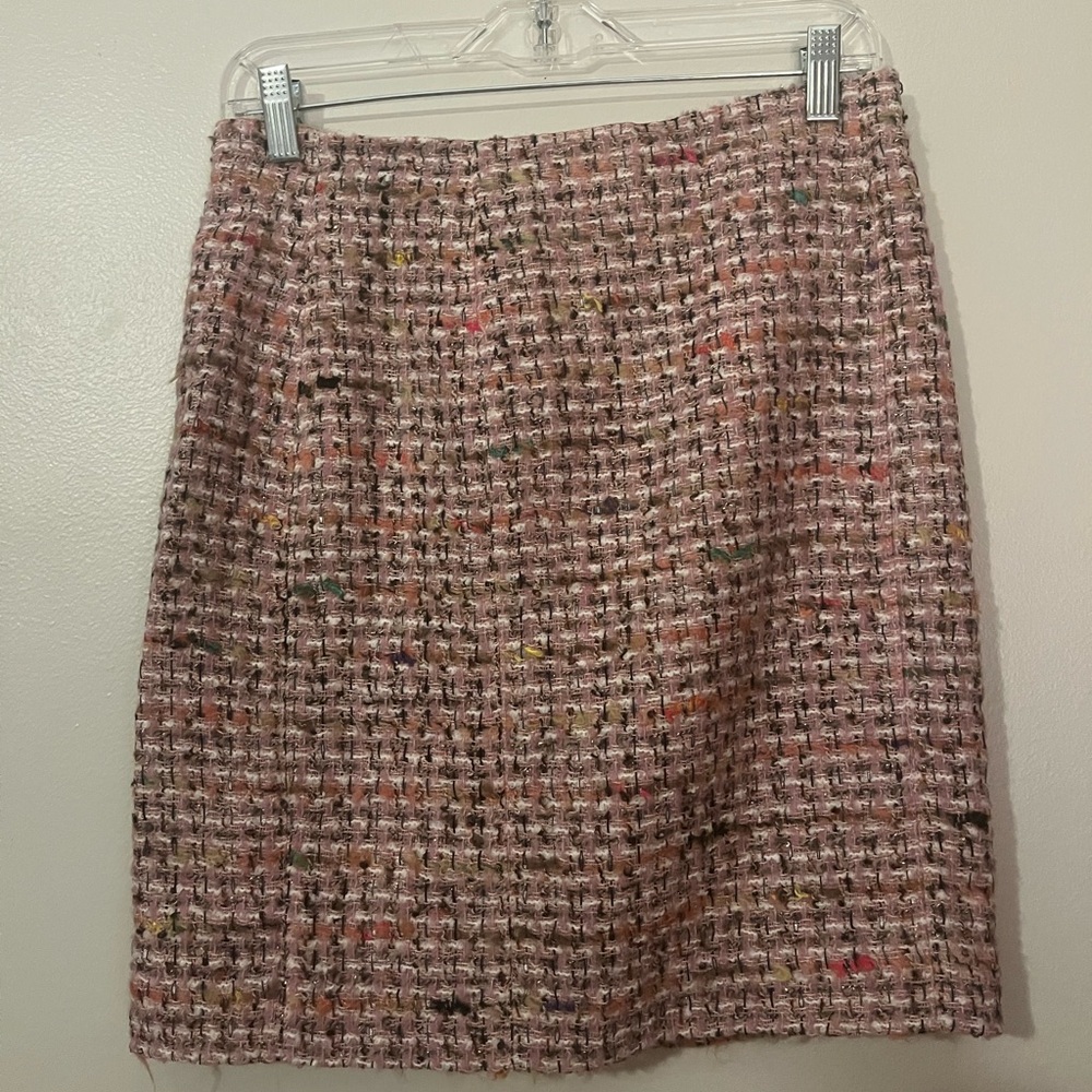 Ann Taylor Pink, Gold and Brown Pink Tweed Skirt